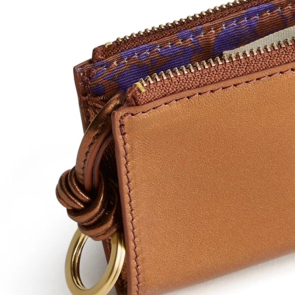 Vera Bradley Metallic Brown Leather Zip Card Pouch - Picture 3 of 3